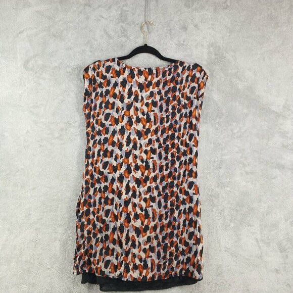 SIMONE D. Short Tank Dress Size M 100% Viscose Multicolor Print w/ Black Lining - Picture 13 of 14